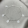 Sterling Silver Charm Bracelet, Flower and Rolo Design, Polished, Silver Finish, 03.392.0011.07 (03 MM Thickness, 7 Inches Length)