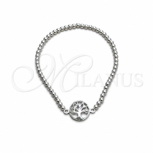 Sterling Silver Adjustable Bolo Bracelet, Tree and Ball Design, Polished, Silver Finish, 03.392.0013.07 (03 MM Thickness, 7 Inches Length)