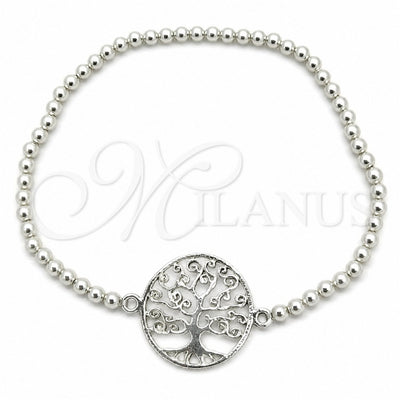 Sterling Silver Adjustable Bolo Bracelet, Tree Design, Polished, Silver Finish, 03.392.0014.07 (03 MM Thickness, 7 Inches Length)