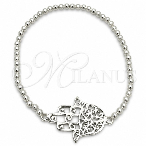 Sterling Silver Adjustable Bolo Bracelet, Judaica and Hand of God Design, Polished, Silver Finish, 03.392.0015.07 (03 MM Thickness, 7 Inches Length)