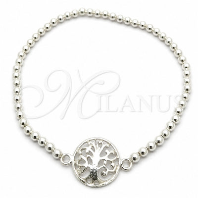 Sterling Silver Adjustable Bolo Bracelet, Tree Design, Polished, Silver Finish, 03.392.0016.07 (03 MM Thickness, 7 Inches Length)