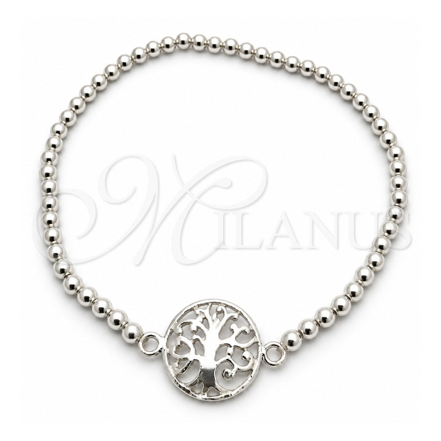 Sterling Silver Adjustable Bolo Bracelet, Tree Design, Polished, Silver Finish, 03.392.0016.07 (03 MM Thickness, 7 Inches Length)