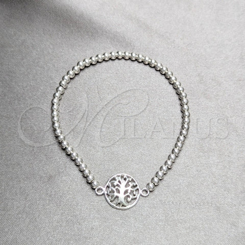Sterling Silver Adjustable Bolo Bracelet, Tree Design, Polished, Silver Finish, 03.392.0016.07 (03 MM Thickness, 7 Inches Length)