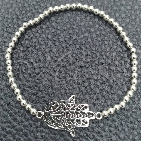 Sterling Silver Adjustable Bolo Bracelet, Hand of God Design, Polished, Silver Finish, 03.392.0017.07 (03 MM Thickness, 7 Inches Length)