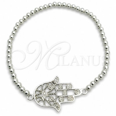 Sterling Silver Adjustable Bolo Bracelet, Judaica and Hand of God Design, Polished, Silver Finish for wholesale, main product view