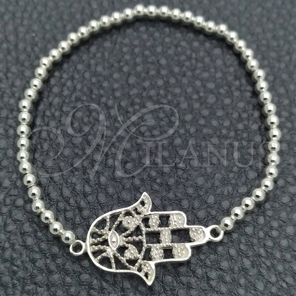 Sterling Silver Bracelet — Adjustable Bolo Bracelet Judaica and Hand of God — main product view — SKU 147332 | Plata 925 brazalete — Adjustable Bolo Bracelet Judaica and Hand of God — SKU 147332
