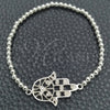 Sterling Silver Adjustable Bolo Bracelet, Hand of God Design, Polished, Silver Finish, 03.392.0018.07 (03 MM Thickness, 7 Inches Length)