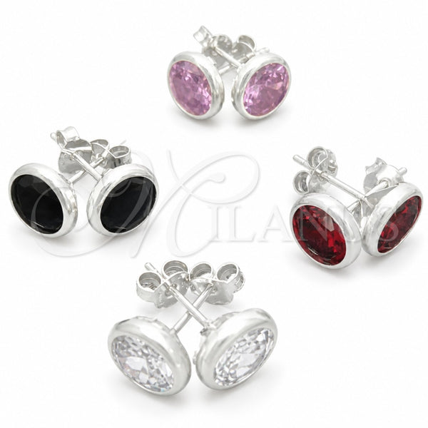 Sterling Silver Stud Earring, with White Cubic Zirconia, Polished, Silver Finish, 02.394.0005