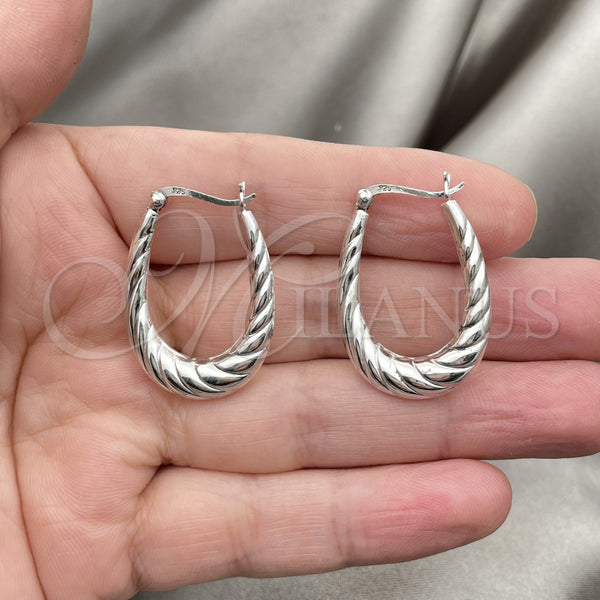Sterling Silver Hoop Earrings — Medium Hoop Polished 02. — alternate product view — SKU 147347 | Plata 925 aretes de aro — Medium Hoop pulido 02. — SKU 147347