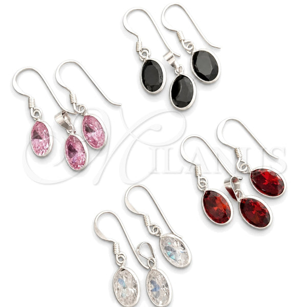 Sterling Silver Earring and Pendant Adult Set, with White Cubic Zirconia, Polished, Silver Finish, 10.394.0001 for wholesale, main product view
