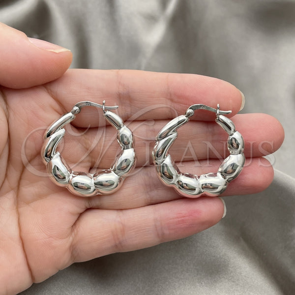 Sterling Silver Hoop Earrings — Medium Hoop Polished 02. — alternate product view — SKU 147352 | Plata 925 aretes de aro — Medium Hoop pulido 02. — SKU 147352