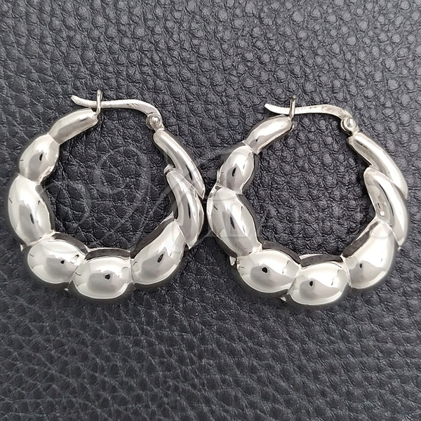 Sterling Silver Hoop Earrings — Medium Hoop Polished 02. — main product view — SKU 147352 | Plata 925 aretes de aro — Medium Hoop pulido 02. — SKU 147352