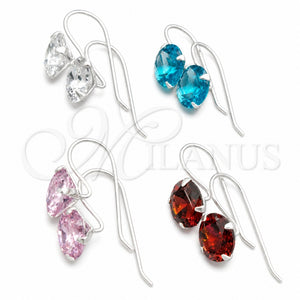 Sterling Silver Dangle Earring, with White Cubic Zirconia, Polished, Silver Finish, 02.394.0008