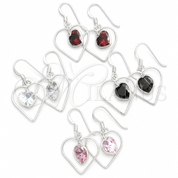 Sterling Silver Dangle Earring, with White Cubic Zirconia, Polished, Silver Finish, 02.394.0010