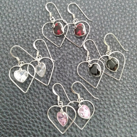 Sterling Silver Dangle Earring, with White Cubic Zirconia, Polished, Silver Finish, 02.394.0010