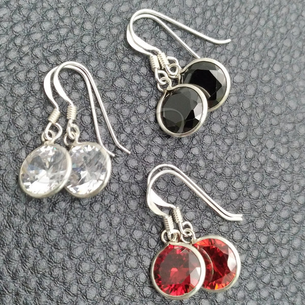 Sterling Silver Ring — Dangle Earring with White Cubic Zirconia Polished 02. — main product view — SKU 147357 | Plata 925 anillo — Dangle Earring with blanco Cubic Zirconia pulido 02. — SKU 147357