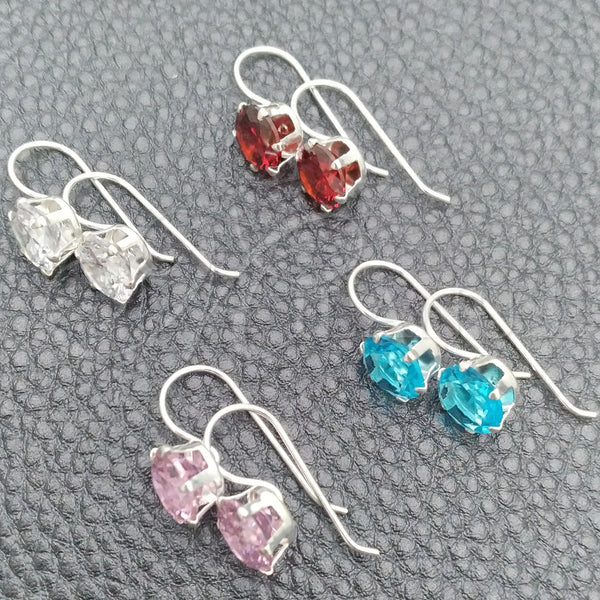 Sterling Silver Ring — Dangle Earring with White Cubic Zirconia Polished 02. — main product view — SKU 147358 | Plata 925 anillo — Dangle Earring with blanco Cubic Zirconia pulido 02. — SKU 147358