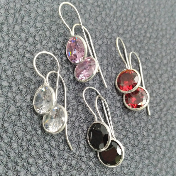 Sterling Silver Ring — Dangle Earring with White Cubic Zirconia Polished 02. — main product view — SKU 147359 | Plata 925 anillo — Dangle Earring with blanco Cubic Zirconia pulido 02. — SKU 147359