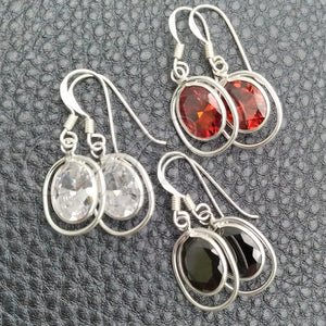 Sterling Silver Ring — Dangle Earring with White Cubic Zirconia Polished 02. — main product view — SKU 147360 | Plata 925 anillo — Dangle Earring with blanco Cubic Zirconia pulido 02. — SKU 147360