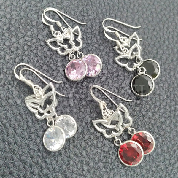 Sterling Silver Ring — Dangle Earring with White Cubic Zirconia Polished 02. — main product view — SKU 147361 | Plata 925 anillo — Dangle Earring with blanco Cubic Zirconia pulido 02. — SKU 147361