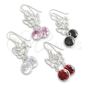 Sterling Silver Dangle Earring, with White Cubic Zirconia, Polished, Silver Finish, 02.394.0015