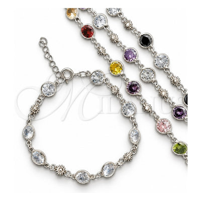 Sterling Silver Fancy Bracelet, with White Cubic Zirconia, Polished, Silver Finish, 03.394.0002.07 (07 MM Thickness, 7 Inches Length)