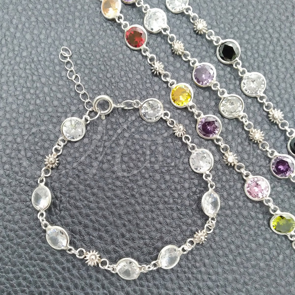 Sterling Silver Bracelet — Fancy Bracelet with White Cubic Zirconia Polished 03. — main product view — SKU 147366 | Plata 925 brazalete — elegante Bracelet with blanco Cubic Zirconia pulido 03. — SKU 147366