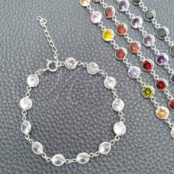 Sterling Silver Bracelet — Fancy Bracelet with White Cubic Zirconia Polished 03. — main product view — SKU 147368 | Plata 925 brazalete — elegante Bracelet with blanco Cubic Zirconia pulido 03. — SKU 147368