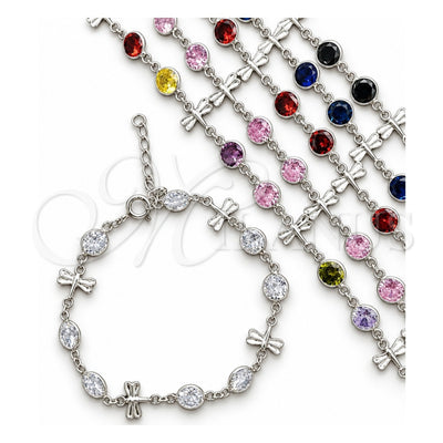 Sterling Silver Fancy Bracelet, with White Cubic Zirconia, Polished, Silver Finish, 03.394.0004.07 (07 MM Thickness, 7 Inches Length)
