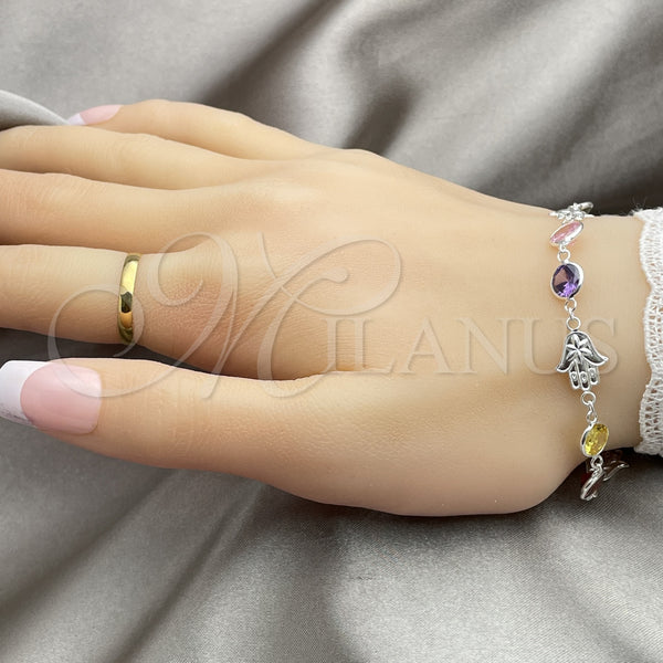 Sterling Silver Bracelet — Fancy Bracelet with White Cubic Zirconia Polished 03. — alternate product view — SKU 147371 | Plata 925 brazalete — elegante Bracelet with blanco Cubic Zirconia pulido 03. — SKU 147371