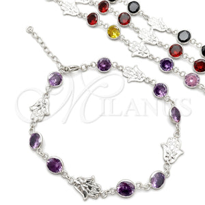 Sterling Silver Fancy Bracelet, with White Cubic Zirconia, Polished, Silver Finish, 03.394.0005.07 (07 MM Thickness, 7 Inches Length)