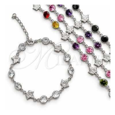 Sterling Silver Fancy Bracelet, with White Cubic Zirconia, Polished, Silver Finish, 03.394.0008.07 (07 MM Thickness, 7 Inches Length)