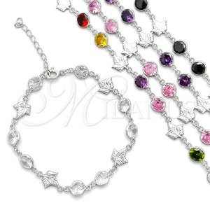 Sterling Silver Fancy Bracelet, with White Cubic Zirconia, Polished, Silver Finish, 03.394.0008.07 (07 MM Thickness, 7 Inches Length)