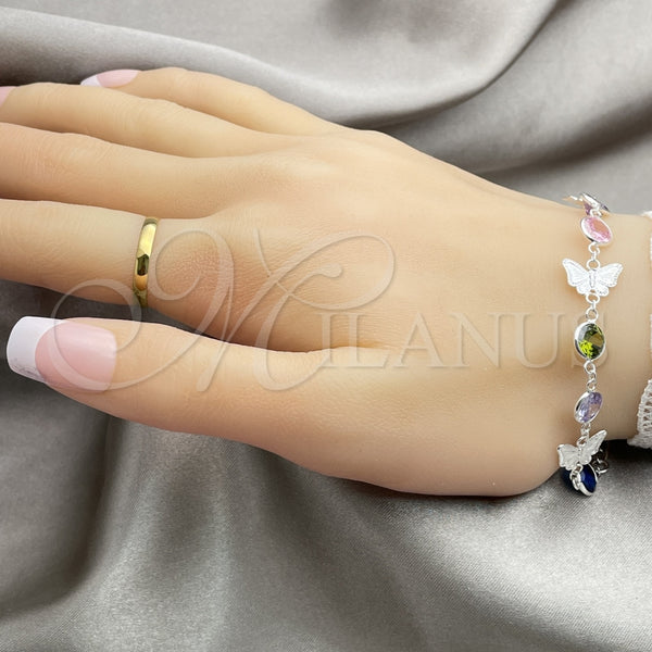 Sterling Silver Bracelet — Fancy Bracelet with White Cubic Zirconia Polished 03. — alternate product view — SKU 147376 | Plata 925 brazalete — elegante Bracelet with blanco Cubic Zirconia pulido 03. — SKU 147376