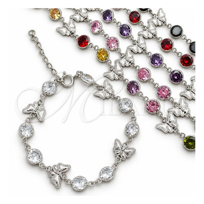 Sterling Silver Fancy Bracelet, with White Cubic Zirconia, Polished, Silver Finish, 03.394.0009.07 (07 MM Thickness, 7 Inches Length)