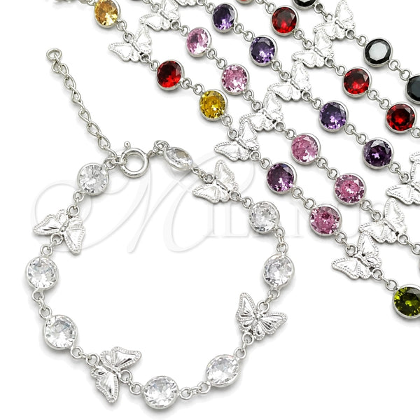 Sterling Silver Fancy Bracelet, with White Cubic Zirconia, Polished, Silver Finish, 03.394.0009.07 (07 MM Thickness, 7 Inches Length)