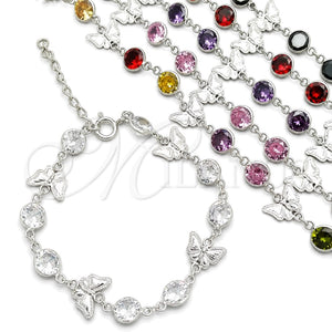 Sterling Silver Fancy Bracelet, with White Cubic Zirconia, Polished, Silver Finish, 03.394.0009.07 (07 MM Thickness, 7 Inches Length)