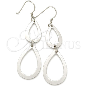 Sterling Silver Long Earring, Teardrop Design, Polished, Silver Finish, 02.392.0001