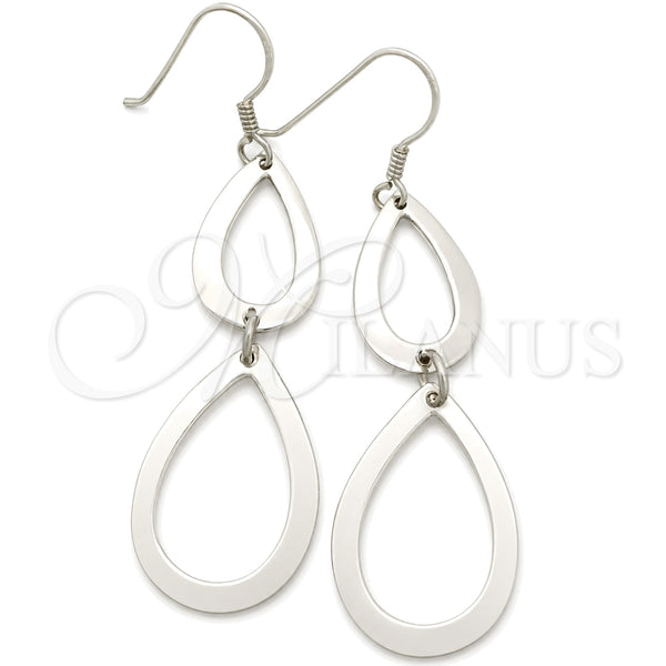 Sterling Silver Long Earring, Teardrop Design, Polished, Silver Finish, 02.392.0001