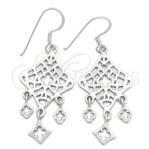 Sterling Silver Dangle Earring, Filigree Design, Polished, Silver Finish, 02.392.0002