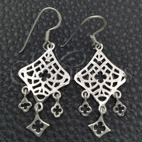 Sterling Silver Dangle Earring, Filigree Design, Polished, Silver Finish, 02.392.0002