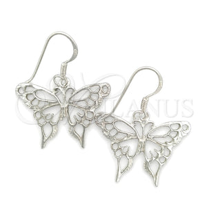 Sterling Silver Dangle Earring, Butterfly Design, Polished, Silver Finish, 02.392.0003