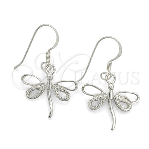 Sterling Silver Dangle Earring, Dragon-Fly Design, Polished, Silver Finish, 02.392.0004