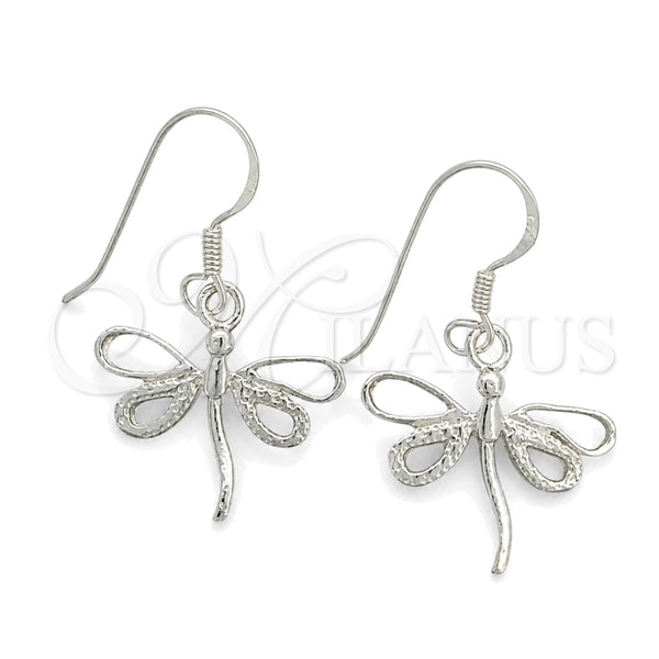 Sterling Silver Dangle Earring, Dragon-Fly Design, Polished, Silver Finish, 02.392.0004