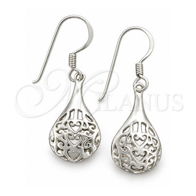 Sterling Silver Dangle Earring, Filigree Design, Polished, Silver Finish, 02.392.0005