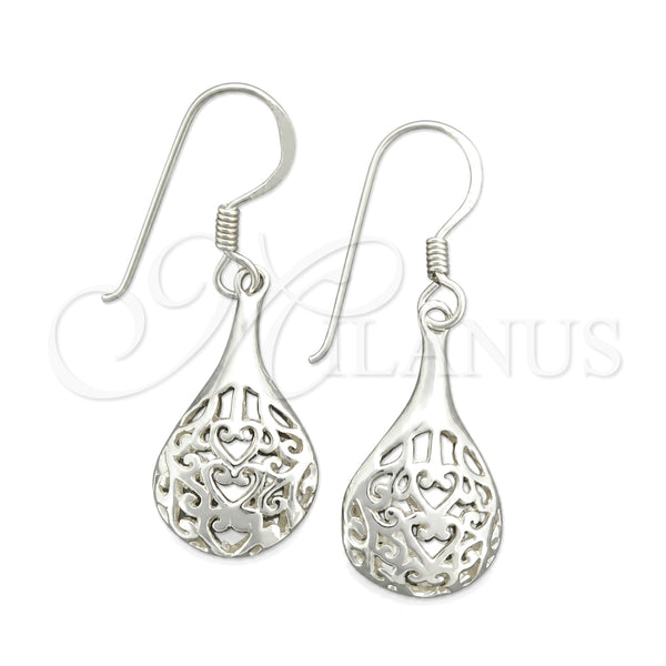 Sterling Silver Dangle Earring, Filigree Design, Polished, Silver Finish, 02.392.0005