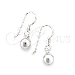 Sterling Silver Dangle Earring, Ball Design, Polished, Silver Finish, 02.392.0006