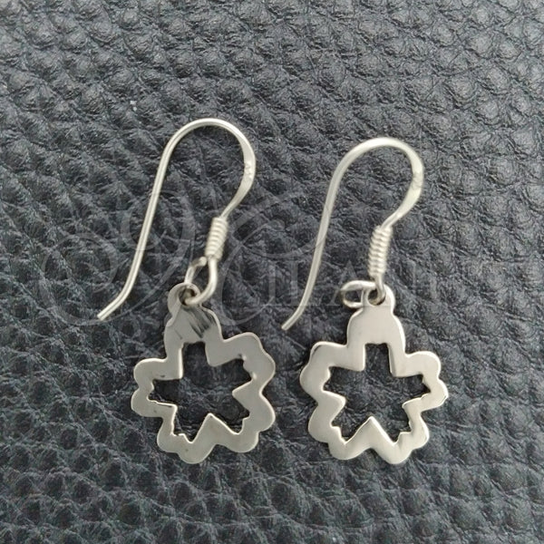 Sterling Silver Ring — Dangle Earring Flower Design Polished 02. — main product view — SKU 147383 | Plata 925 anillo — Dangle Earring flor diseño pulido 02. — SKU 147383