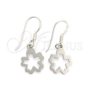 Sterling Silver Dangle Earring, Flower Design, Polished, Silver Finish, 02.392.0007