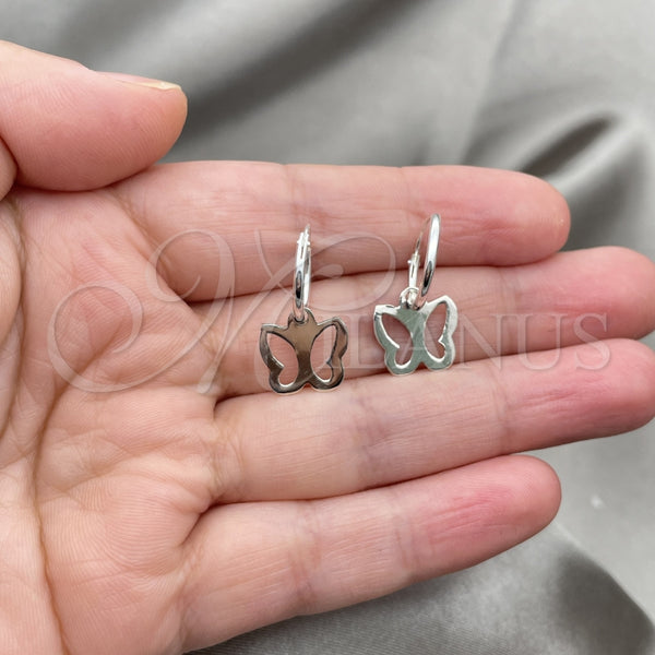 Sterling Silver Hoop Earrings — Small Hoop Butterfly Design Polished 02. — alternate product view — SKU 147385 | Plata 925 aretes de aro — Small Hoop Butterfly diseño pulido 02. — SKU 147385